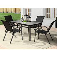 ALFORDSON 5PCS Outdoor Dining Set Table and Chairs Black