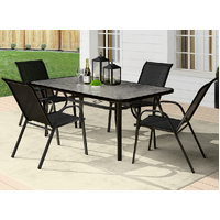 ALFORDSON 5PCS Outdoor Dining Table and Chairs Set Black