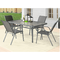 ALFORDSON 5PCS Outdoor Dining Table and Chairs Set Grey