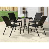 ALFORDSON 5PCS Outdoor Furniture Table and Chairs Set Round Black