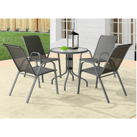 ALFORDSON 5PCS Outdoor Furniture Table and Chairs Set Round Grey