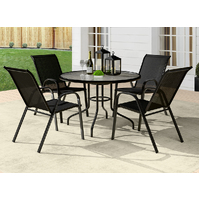 ALFORDSON 5PCS Outdoor Dining Set  Round Table and Chairs Black