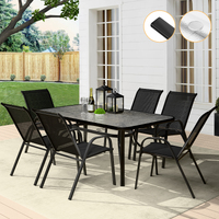 ALFORDSON 7PCS Outdoor Dining Set Patio Table and Chairs Garden Furniture Black