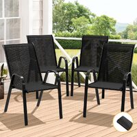 ALFORDSON 4x Outdoor Lounge Chairs Patio Dining Furniture Garden Stackable Black