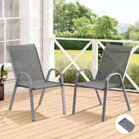 ALFORDSON 2x Outdoor Lounge Chairs Patio Dining Furniture Garden Stackable Grey