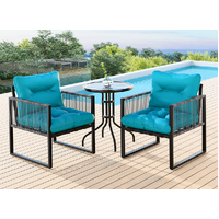 ALFORDSON Outdoor Patio Furniture Set Side Table Lounge Chairs Glass Armchair