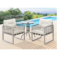 ALFORDSON Outdoor Patio Furniture Side Table Lounge Chairs Rattan Chair Glass