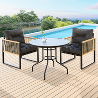 ALFORDSON Outdoor Furniture Dining Table Lounge Chairs Set Glass Wicker Loveseat