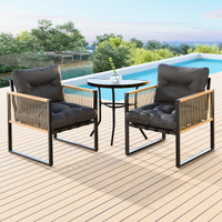 ALFORDSON Outdoor Dining Patio Furniture Bistro Set Table and Chairs Semicircle