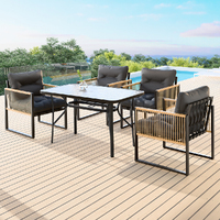 ALFORDSON Outdoor Dining Set Garden Table Lounge Chairs Patio Furniture Black