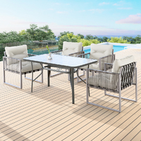 ALFORDSON Outdoor Dining Set Patio Furniture Glass Table Lounge Chairs Armchair