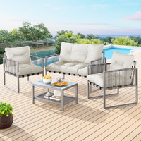 ALFORDSON 4PCS Outdoor Furniture Lounge Sofa Set Wicker Furniture Table and Chairs Garden Beige