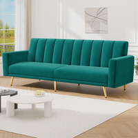 ALFORDSON Sofa Bed Futon Couch Lounge 3 Seater Convertible Velvet Green