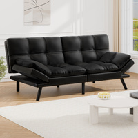 ALFORDSON Sofa Bed Recliner Lounge Futon Couch 3 Seater Convertible Leather Black