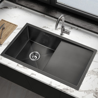 ALFORDSON Kitchen Sink Stainless Steel Drop in Flush Under Mount 870X450MM Black