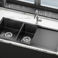 ALFORDSON Kitchen Sink Stainless Steel Drop in Flush Under Mount 100X45CM Black