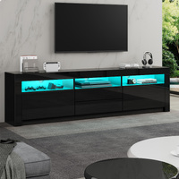 ALFORDSON Entertainment Unit TV Cabinet Stand LED RGB Gloss 180cm Black