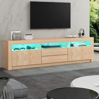 ALFORDSON Entertainment Unit TV Cabinet Stand LED RGB Storage180cm Oak