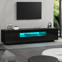 ALFORDSON Entertainment Unit TV Cabinet Stand LED 180cm Black