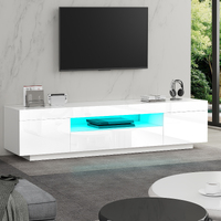 ALFORDSON Entertainment Unit 180cm TV Cabinet Stand LED Light Gloss White