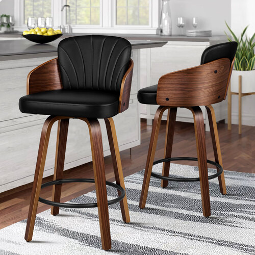 ALFORDSON 2x Swivel Bar Stools Alice Kitchen Wooden Dining Chair Black