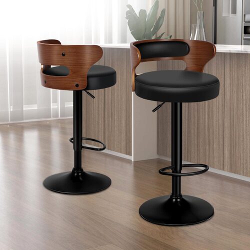 ALFORDSON 2x Bar Stool Kitchen Swivel Chair Wooden Leather Gas Lift Ramiro