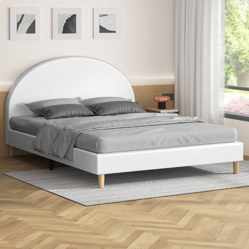 ALFORDSON Bed Frame Double Size Mattress Base Platform Leather White CALLA