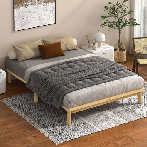 ALFORDSON Bed Frame Wooden Timber Queen Size Mattress Base Platform Basia Oak