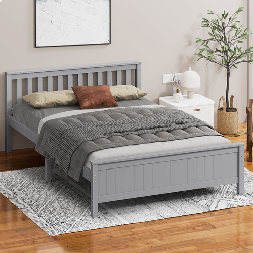 ALFORDSON Bed Frame Wooden Queen Size Slatted Headboard Timber Grey FABIANO