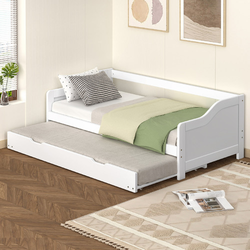 ALFORDSON Bed Frame Trundle 2x Single Size Wooden Daybed Base Timber White