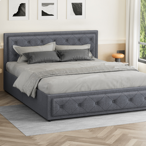 ALFORDSON Bed Frame King Size Gas Lift Storage Mattress Base Fabric Grey