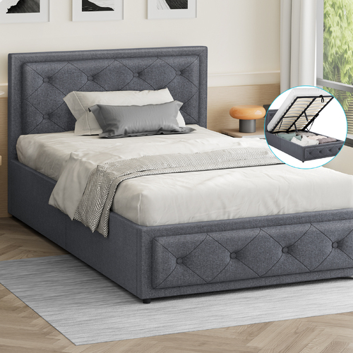 ALFORDSON Bed Frame King Single Gas Lift Storage Mattress Base Fabric Grey