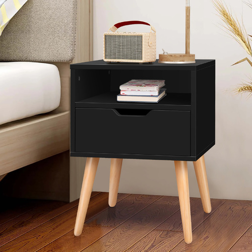 ALFORDSON Bedside Table Nightstand Side Storage Cabinet Scandinavian Black