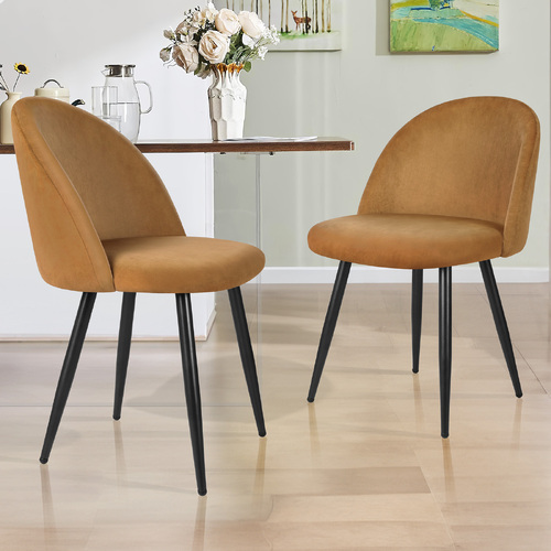 ALFORDSON 2x Dining Chairs Velvet Brown