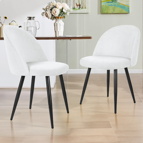 ALFORDSON 2x Dining Chairs Velvet White