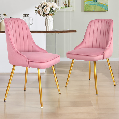 ALFORDSON 2x Dining Chairs Velvet Pink