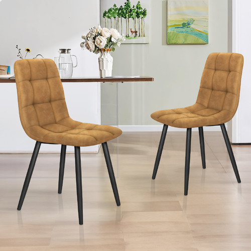 ALFORDSON 4x Dining Chair Retro PU Faux Leather Brown