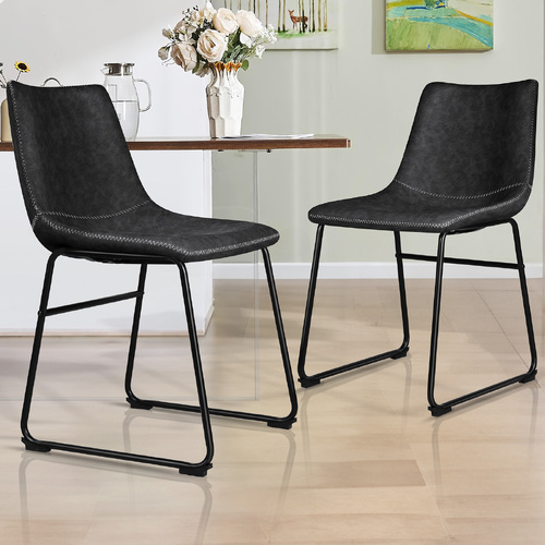 ALFORDSON 2x Dining Chairs PU Leather Black