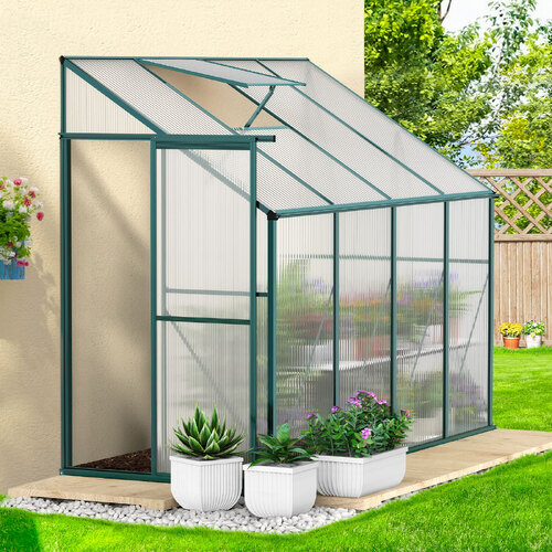 ALFORDSON Greenhouse Aluminium Polycarbonate Garden Storage Shed 2.52x1.27x2.13M