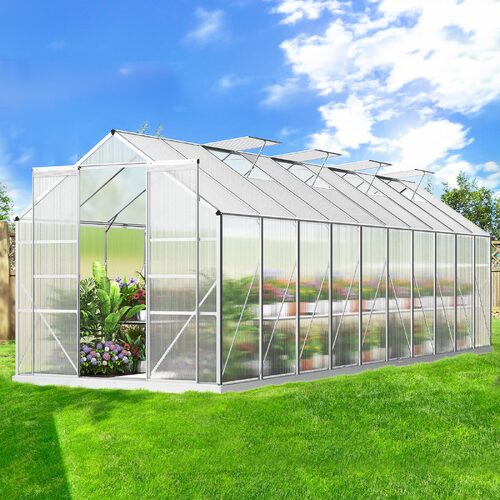 ALFORDSON Greenhouse Aluminium Polycarbonate Garden Storage Shed 6.3x2.4x2.1M