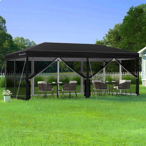 ALFORDSON Gazebo Pop Up Marquee 3x6m Outdoor Canopy Party Camping Mesh Black