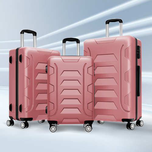 ALFORDSON Luggage 3PCS Set Suitcase Trolley TSA Carry on Hard Case Pink