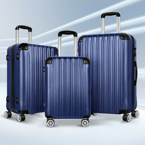 ALFORDSON Luggage 3PCS Set Suitcase Trolley TSA Carry on Hard Case Navy