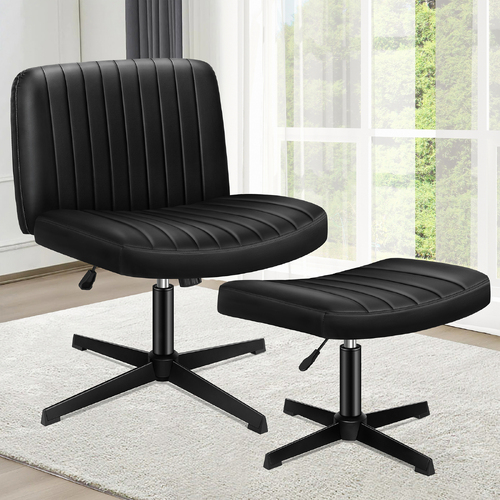 ALFORDSON Office Chair with Ottoman PU Leather Black