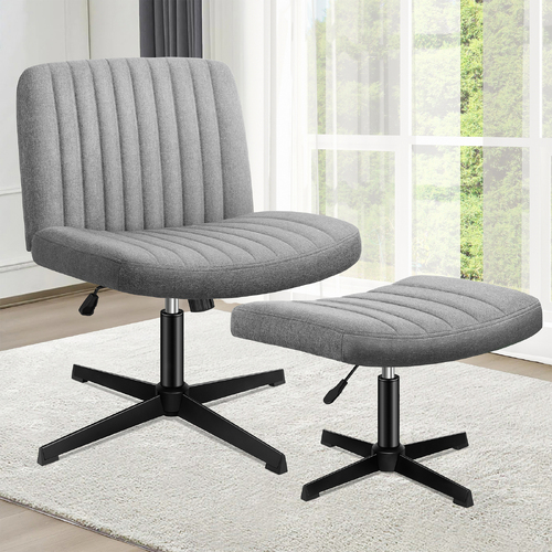 ALFORDSON Office Chair with Ottoman Fabric Grey