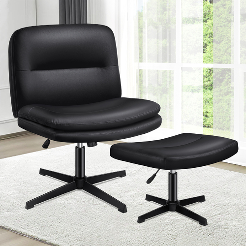 ALFORDSON Office Chair with Ottoman PU Leather Black