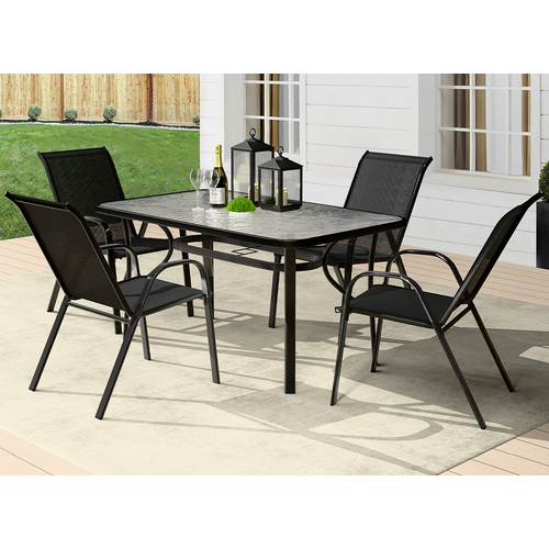 ALFORDSON 5PCS Outdoor Dining Set Table and Chairs Black