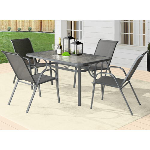 ALFORDSON 5PCS Outdoor Dining Set Table and Chairs Grey