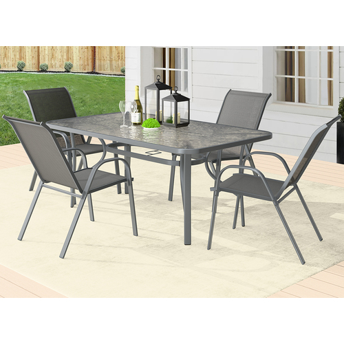 ALFORDSON 5PCS Outdoor Dining Table and Chairs Set Grey