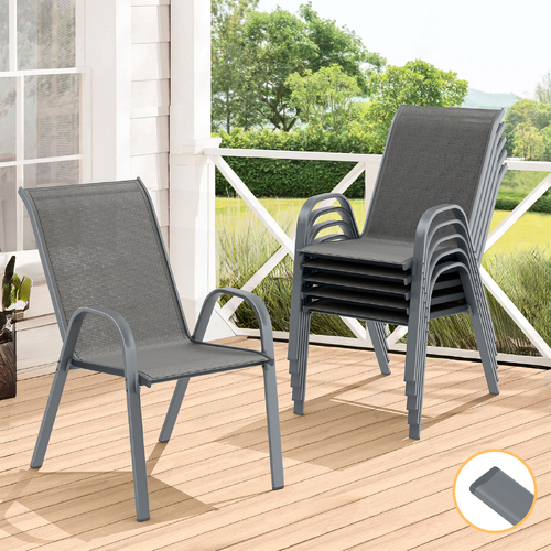 ALFORDSON 6x Outdoor Lounge Chairs Patio Dining Furniture Garden Stackable Grey